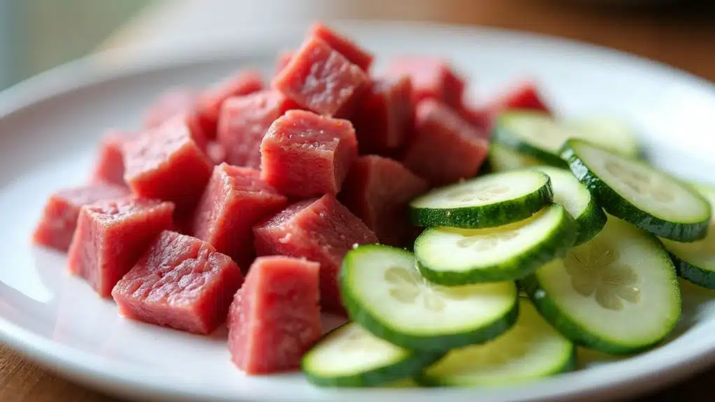 Rindfleisch und Zucchini-Beilagen