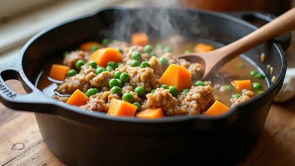 Schritte zum Kochen im Schmortopf