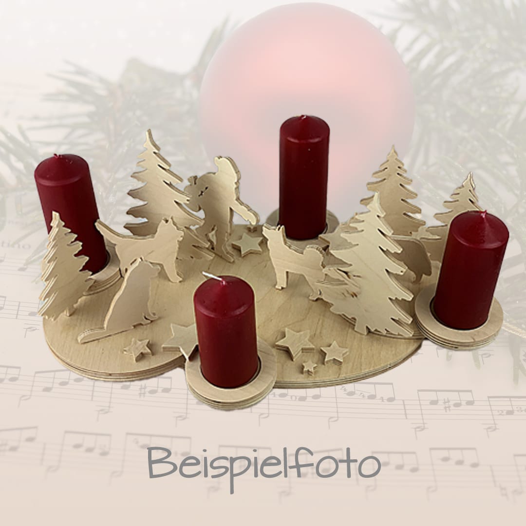 Hölzernes Adventsarrangement Husky-Geschenke Bausatz