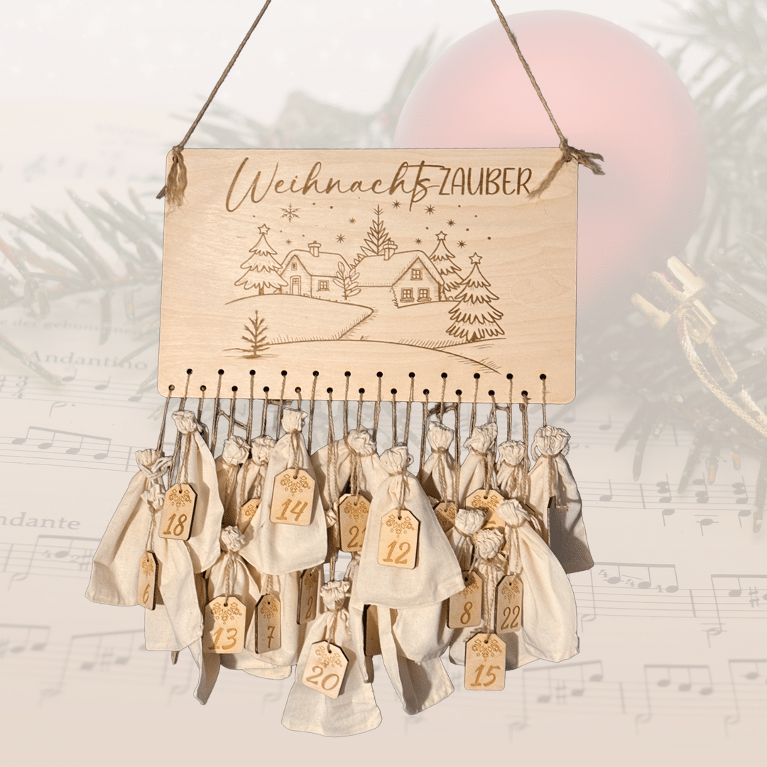 Adventskalender Weihnachtszauber aus Holz zum Befüllen
