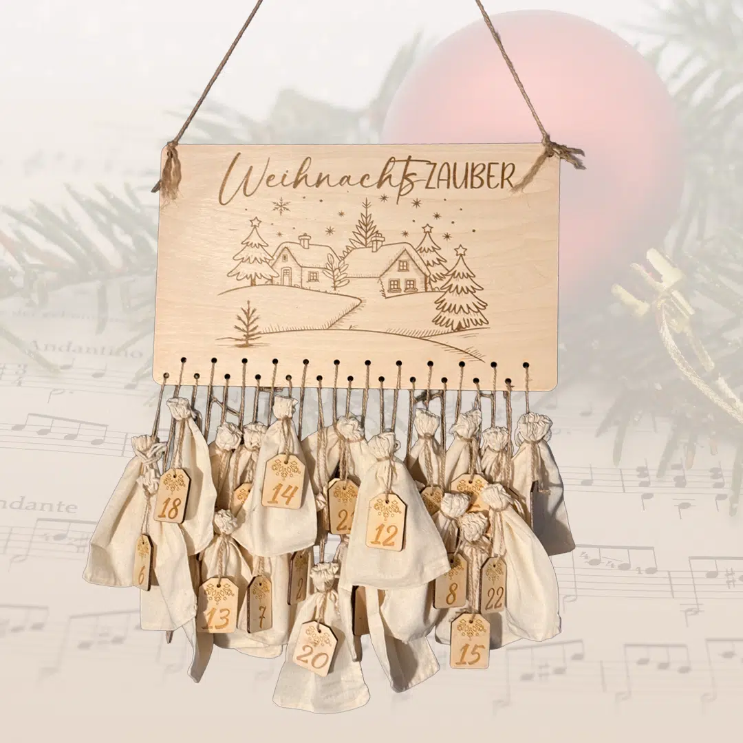 Adventskalender Weihnachtszauber aus Holz zum Befüllen