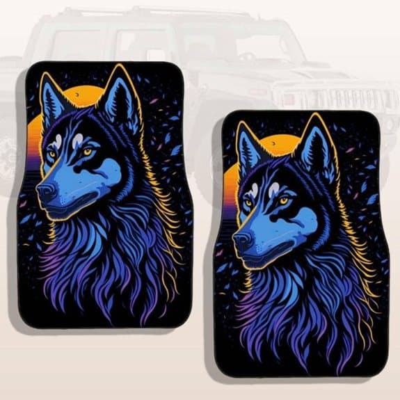 Vordere Fußmatten Husky-Kopf lebendige Farben