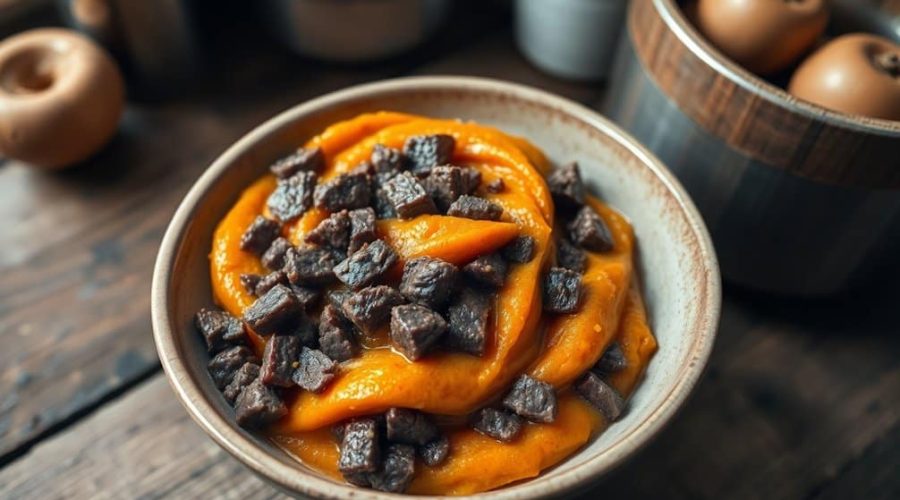 Rindfleisch- und Süßkartoffelpüree